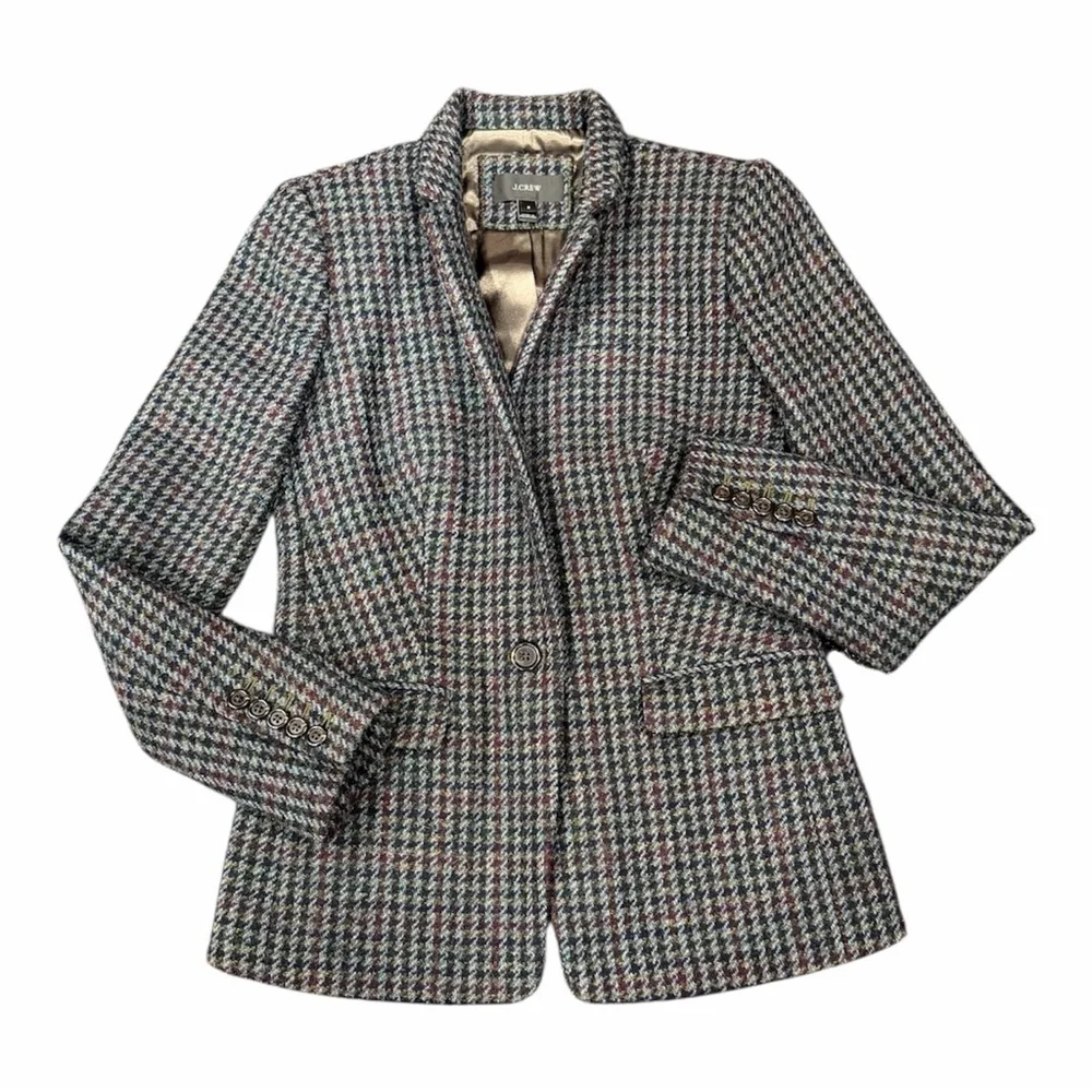 J. Crew Women's Houndstooth Blazer 100% Wool - Picture 1 of 8